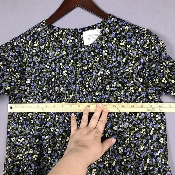 Tuckernuck Hyacinth House Quinn Dress Size XS Black Floral Short Sleeve Tiered - Picture 12 of 16